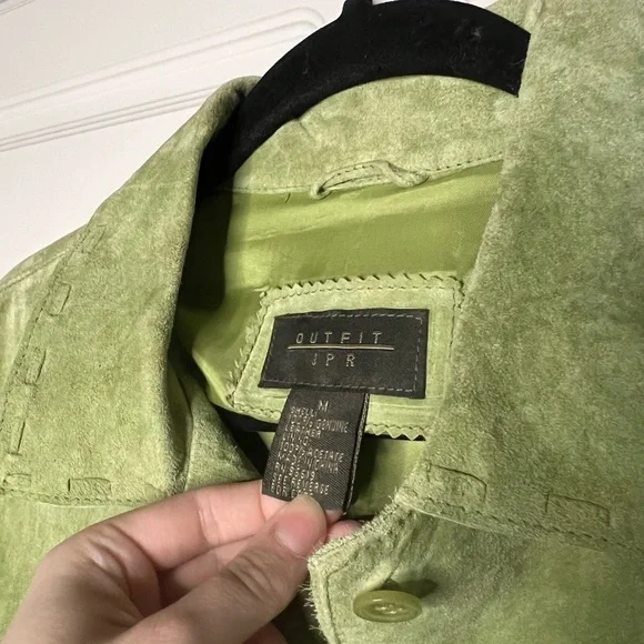 Vintage Y2K Green Suede Leather Button Down Shirt - Picture 7 of 14